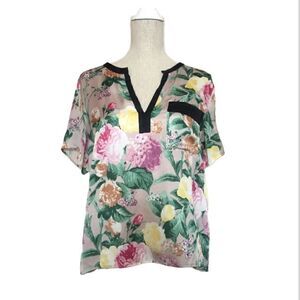 EUC H&M Floral Silk Boxy Top 12